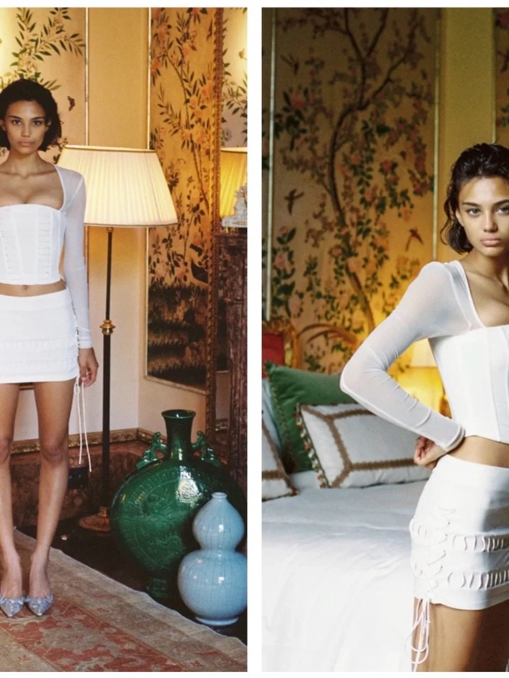 With Jéan White‎ Clement Lace up Side Tie Mini Skirt Medium